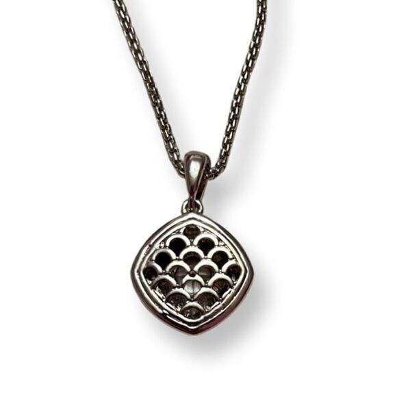 Yurman Style Clear Rhinestone Filigree Pendant Silver Necklace - Picture 3 of 4